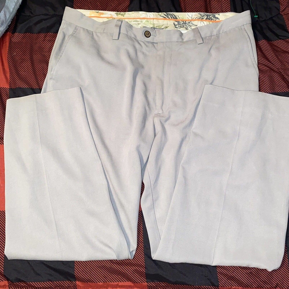 Tommy Bahama Khaki Tan 90% Silk Pleated Dress Pants Size 38 x 30 Men's